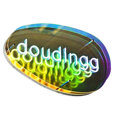 Specchio a più strati Specchio a segno di neon 3D con logo LED a gradiente di colore personalizzato Perfetto