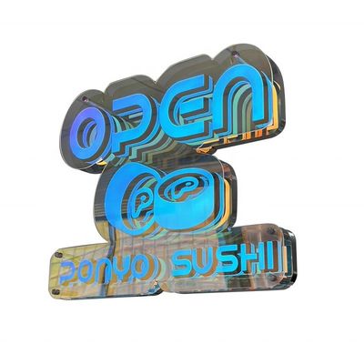 DC 12V/AV110V-220V Abyss Infinity Mirror Letters per porte commerciali personalizzate