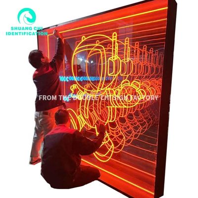 Fonte luminosa LED Moda Senso della tecnologia HD Vetro temperato Specchio di abisso Specchio al neon