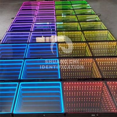 Fonte luminosa LED 5050 RGB Piastrelle di vetro rimovibili a LED per pavimenti da ballo interattivi al neon