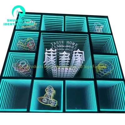 3D LED all'aperto Illuminazione a pavimento Specchio dell'abisso Neon Specchio magico dell'abisso Dimensione personalizzata