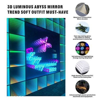 3D LED all'aperto Illuminazione a pavimento Specchio dell'abisso Neon Specchio magico dell'abisso Dimensione personalizzata