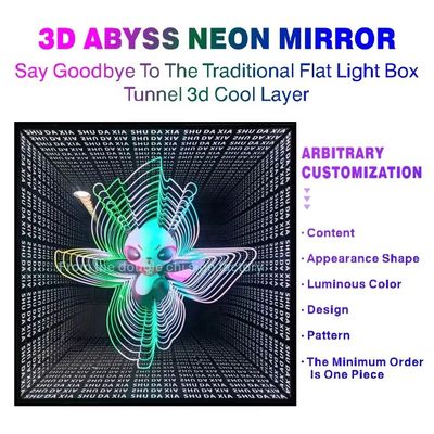 Consumo di energia 12V Custom Infinity Mirror Neon Sign con parole luminose pubblicitarie