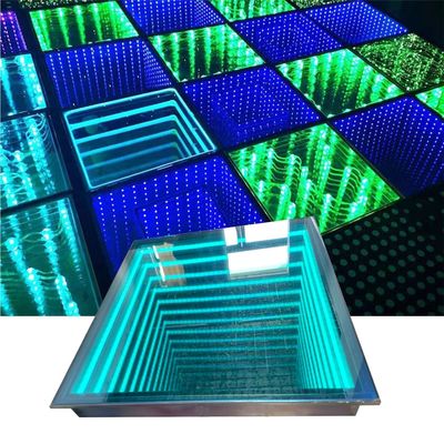 Festa di nozze all'aperto Pavimento da ballo in vetro con luce a specchio al neon 3D e miscela di colori RGB