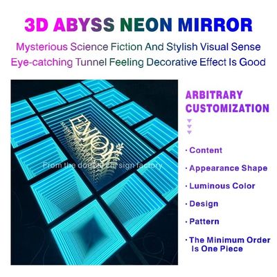 Cornice di metallo resistente Custom Infinity 3D Mirror Neon Dance Floor per DJ Disco Party
