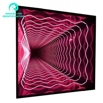 Dimensioni personalizzate Materie di vetro Specchio al neon per luce tecnologica e ombra infinita