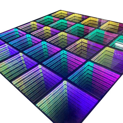 3D Infinity LED Mirror Pavimento da ballo per festa di nozze supporto luci di mattoni più scure