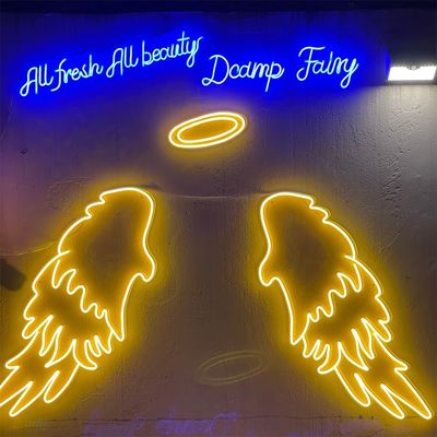 Big Angel Wings Neon Sign Attraente decorazione per le feste con lettere di marchio