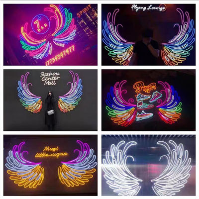 Big Angel Wings Neon Sign Attraente decorazione per le feste con lettere di marchio