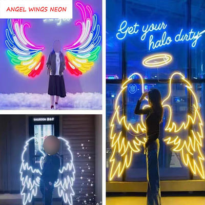 Big Angel Wings Neon Sign Attraente decorazione per le feste con lettere di marchio