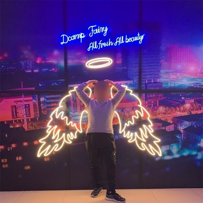 Big Angel Wings Neon Sign Attraente decorazione per le feste con lettere di marchio
