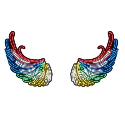 Big Angel Wings Neon Sign Attraente decorazione per le feste con lettere di marchio