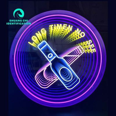 Pubblicità personalizzata Parole luminose Specchio infinito Segno al neon con luce al neon realistica 3D