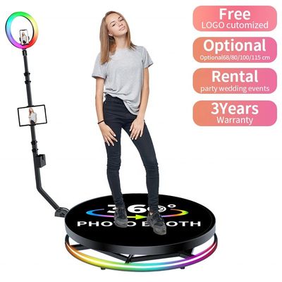80-120CM Stand rotante quadrato LED Ring Photo Booth con vetro temperato a metallo forte