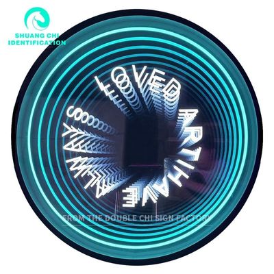 Adapter Alimentato Hd Tempered Glass Sfondo Led Light Box Specchio Infinito 3d Segno Neon a Led su misura