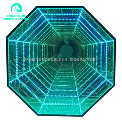 Adapter Alimentato Hd Tempered Glass Sfondo Led Light Box Specchio Infinito 3d Segno Neon a Led su misura