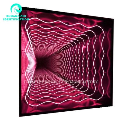 Adapter Alimentato Hd Tempered Glass Sfondo Led Light Box Specchio Infinito 3d Segno Neon a Led su misura