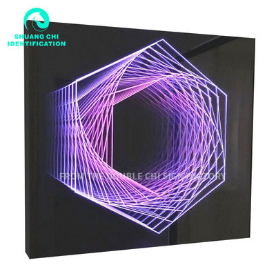 Adapter Alimentato Hd Tempered Glass Sfondo Led Light Box Specchio Infinito 3d Segno Neon a Led su misura
