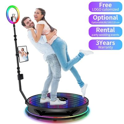 Lunghezza dello stand rotante 80-120cm Event Photo Booth con luce loop e videocamera 360