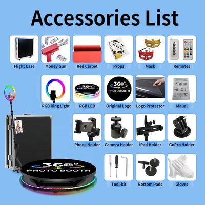 Lunghezza dello stand rotante 80-120cm Event Photo Booth con luce loop e videocamera 360
