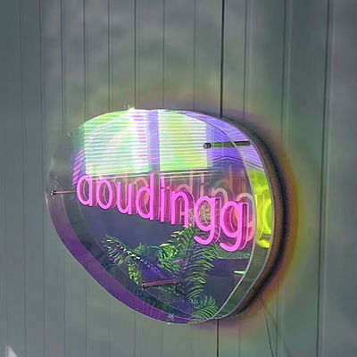Specchio a più strati Specchio a segno di neon 3D con logo LED a gradiente di colore personalizzato Perfetto