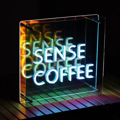 Specchio a più strati Specchio a segno di neon 3D con logo LED a gradiente di colore personalizzato Perfetto