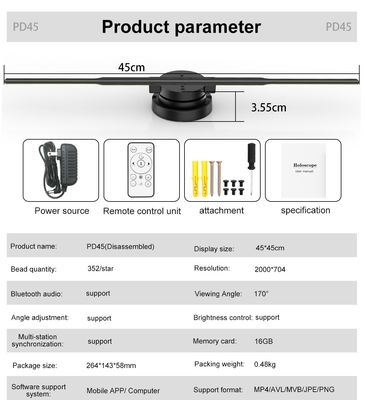 42cm 52cm 65cm 70cm 100cm Display proiettore LED 3d Hologram Fan per annunci in negozio