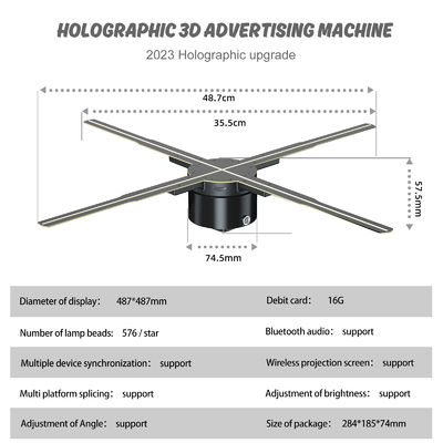 Ventilatore LED pubblicitario olografico 3D con controllo Wifi e immagini rotanti all'avanguardia