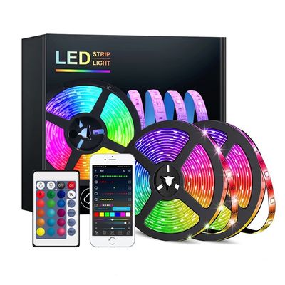 12V 50ft 15M 5050 RGB LED Strip Musica Sincronizzazione Cambiamento colore con telecomando e controllo app