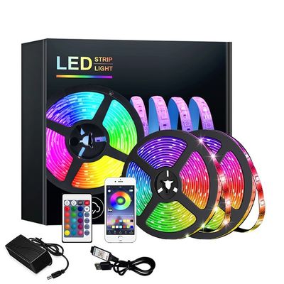 Fonte luminosa LED 5M 10M 20M 5V IP20 5050 RGB USB Cambiamento colore Decorazione flessibile musicale