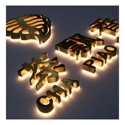 Fornitore di alimentazione adattatore personalizzato all' esterno in acciaio inossidabile LED retroilluminato segnali illuminati