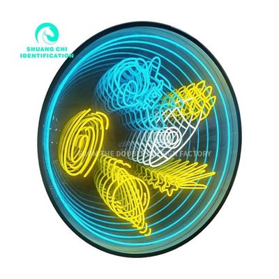 Fissura a vite a muro di forma personalizzata Specchio al neon per decorazioni contemporanee