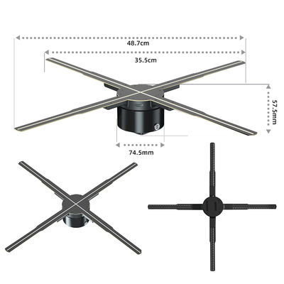 Display olografico HD di 75 cm di controllo cloud 2023 maggior parte degli ambienti interni LED pubblicità Hologram fan