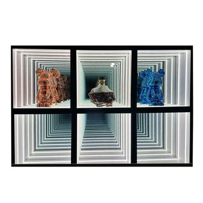 Dimensioni personalizzate Fashion Light Up 3D LED Infinity Mirror Display Case per oggetti alla moda