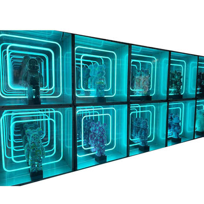 Dimensioni personalizzate Fashion Light Up 3D LED Infinity Mirror Display Case per oggetti alla moda