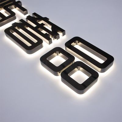 Tabella pubblicitaria stradale LED Lettere alfabetico con strisce in acciaio inossidabile e illuminazione
