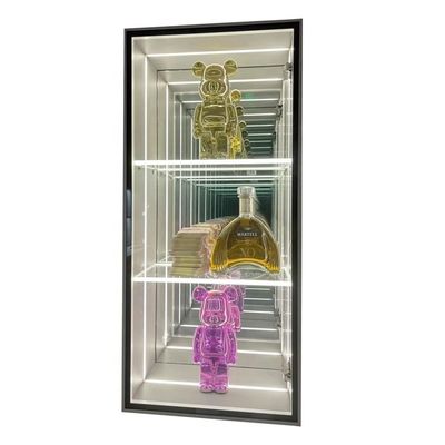 2024 Bicchieri di vetro 3D Infinity Mirror Display Case Alta luminosità luce a LED inclusa