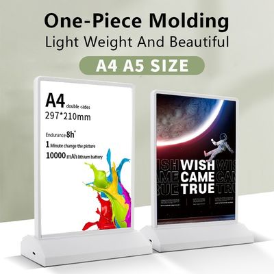 Casella di luce wireless ricaricabile da scrivania A5 a doppio lato con attacco di base magnetica