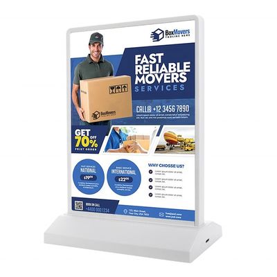 Box di luce a led verticale a doppio lato per i menu dei ristoranti in colori personalizzati