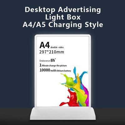 Display pubblicitario a LED USB Display personale Stand-up Desktop A4 Poster Menu Holder Light Box