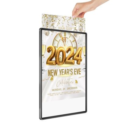 Lightbox in vetro ultra sottile per poster digitale montato a parete per la pubblicità dei supermercati