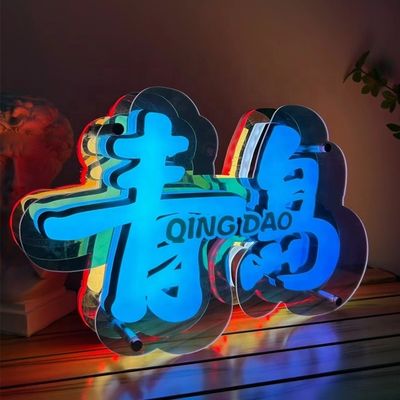 Effetto specchio infinito personalizzato Segnali al neon Lettere Lightbox con effetto 3D colorato