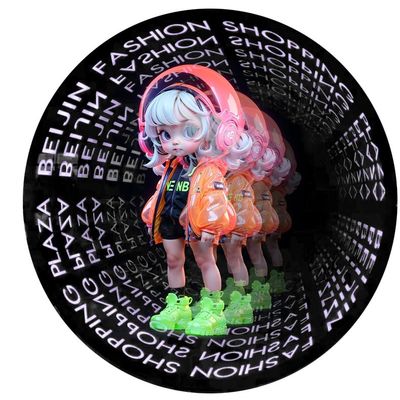 Video player animato 3D con specchio infinito, casella luminosa ologrammica con installazione Hang