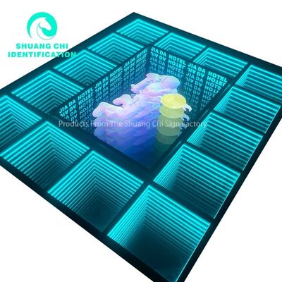 Personalizzazione all'aperto per interni Luce e ombra tecnologica Infinity Floor Neon Mirror