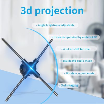 Strategia pubblicitaria con un ventilatore ologrammatico da 52 cm, risoluzione 512P e 4 lame.