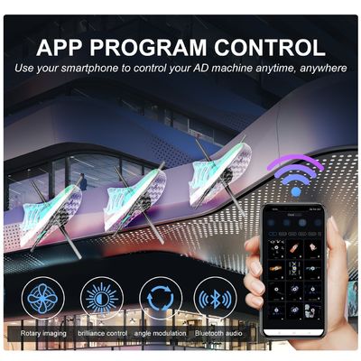Fan proiettore olografico Wifi ad alta risoluzione 62cm con angolo di visione di 176° e ventola a led