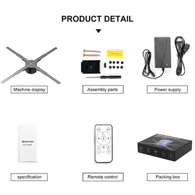 Ampio angolo di visione 62 cm Ventilatore per schermo ologramma per display MP4/AVI/RMVB/GIF/JEPG/PNG/MKV
