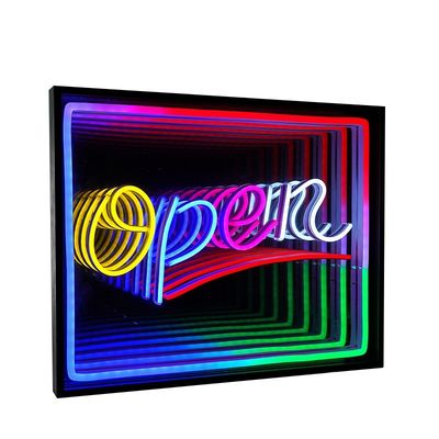 DC 12V Neon LED Infinity Mirror Segno acrilico per Bar Festa Hotel Negozio Outlet Catering