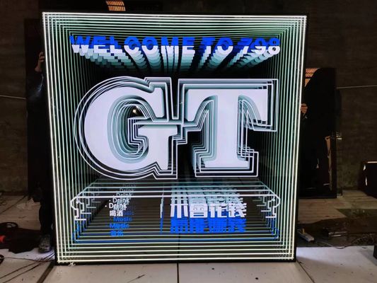 Disegno d'arte moderna Specchio a LED in acciaio inossidabile con personalizzazione illimitata del bagliore RGB